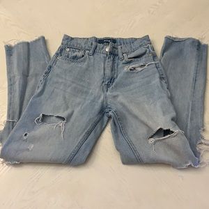 Aeropostale Light Wash Distressed Mom Jeans